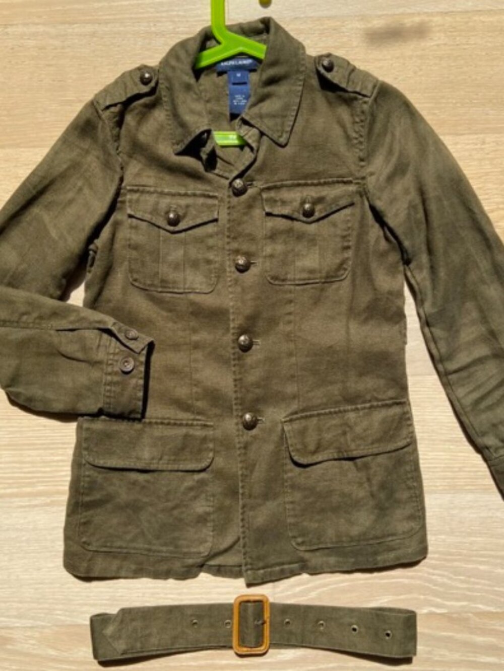 Ralph Lauren, Teen Khaki linen safari jacket, size: M 12 years old, with belt